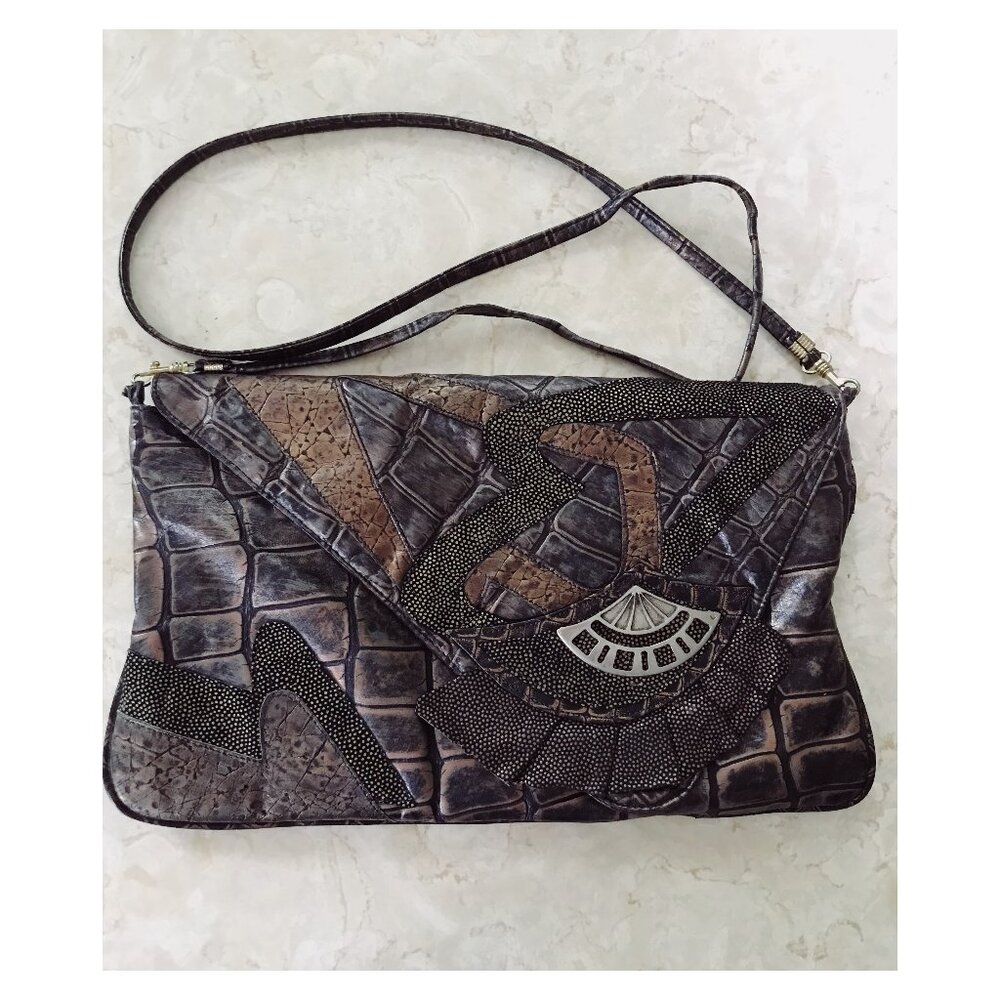 Vtg Patchwork Metallic Asymmetrical Convertible E… - image 1